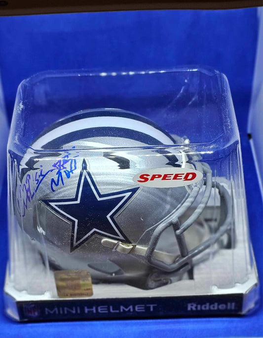 Larry Brown Signed Dallas Cowboys Riddell Speed Mini Helmet w/SB XXX MVP- SS COA