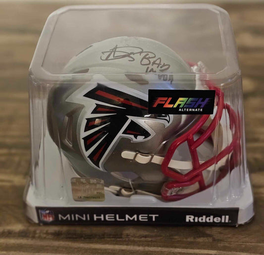 ANDRE RISON BAD MOON Signed - Atlanta Falcons - Riddell Mini Helmet - Schwartz