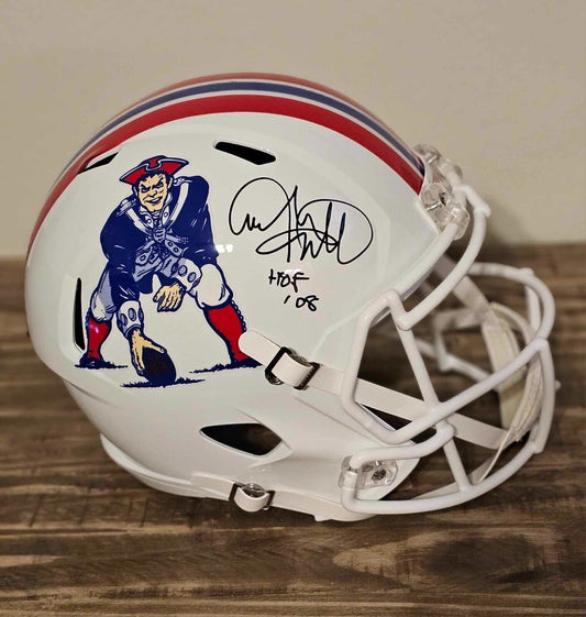 Andre Tippett Signed New England Patriots Throwback Riddell Full Size Speed Replica Helmet