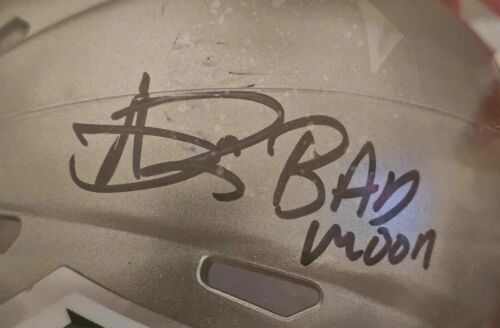 ANDRE RISON BAD MOON Signed - Atlanta Falcons - Riddell Mini Helmet - Schwartz